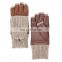 Warm Half Finger Leather Mittens Ladies Cashmere Gloves
