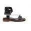 Black flat color design ladies sandals shoes with beautiful buckle women flats genuine leather shoes