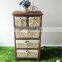 roast color solid wood storage cabinet with wickerwork basket