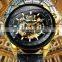 WINNER 428 Fashion Men Automatic Self-Wind Custom Logo Watch Stainless Steel Waterproof Gold Wristwatch Mechanical Watch