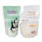 Double zipper bpa free food grade liquid plastic breast milk storage bags