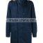 OEM oversize dark blue mens denim parka winter long fur coat with hood