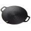 Korean BBQ Grill Pan, Nonstick Stovetop Grill Plate With Handles, Cast Iron Round Griddle Pan Indoor Outdoor Grilling 11.8in