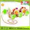 Colorful Walk-A-Long Toy 6 Wheels Pulling Wooden Walking Toys