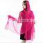 100% raw silk georgette ourtdoor sun shawl, solid summer scarf with pendants