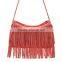 Hot Sale Fashion Women Handbag Tassel Cross Body Women Bag Solid Color Zipper Shoulder Bags Leather Handbags for female