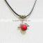 Vintage Antiqued Silver Wings Red Bead w/ Black String Pendant Necklace2016 Fashion Style Wholesale