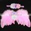 Singing Softly Sweet Newborn Feather Angel Wings with Matching pearl sequin bow Headband Angel Baby Wing and Headband Set