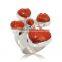 Orange Coral Cross Sterling Silver Ring