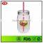 900 ml large capacity transparent mason jar with straw