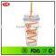 Full color logo printing double wall Plastic 16oz Cups with dome or flat lid