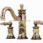 Artistic 3 hole Marble Handle Brass Bathroom Faucet