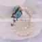 Natural Pearl Druzy Gem stone Bracelet, Pave CZ with Turquoise Stone and Freshwater Pearl Beads Bracelet Bangle