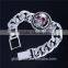 New Arrival silver bracelet 925 Sterling silver Skull with red fuchsia stone and Power Links Chain for Man Bracelet YLT003