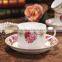 Haonai high quality porcelain coffee mug and saucer with golden rim