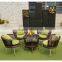 Chocolate rattan European cafe outdoor furniture parts rotatable chairs and coffee table