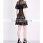 Customized Lady Apparel High Neck Sleeveless Guipure-lace Mini Dress(DQM001D)