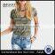 MGOO Wholesale Slim Fit Raw Cut Hems Camo T Shirts Full Digital Print Cutout T Shirt For Women