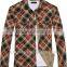 100% Cotton Cloth Men's Long Shirt With Corduroy Color Contrast at Sleeves Mouth