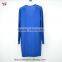 Latest Designs Blue v-Neck Women Plus Size Pullover Sweater Dress