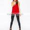 2016 Guangzhou Shandao Wholesale High Fashion New Summer Sexy Spaghetti Strap Red Loose Chiffon XL Size Ladies Top