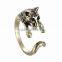 Silver Bronze Plated Tiger Knuckle Ring Animal Open Mouth Unisex Rings