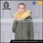Fashionable multi color fur parka hooded short coats with fur collar