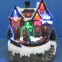 Polyresin Christmas Crafts Decoration 8'' LED train station  with moving train