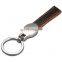 Customized laser logo Black nickle plated Pu Leather Keychain