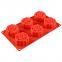 Free Sample Food Grade Heat resistant Nontoxic Silicone Cake Mold Baking Mousse Pudding Mold Tool Rose Shape 6holes