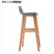 Good quality high PP plastic bar stool public chair with wooden legs
