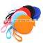 Mini Round Zipper Wristlet Coin Purse Women's Promotional Silicone Coin Change Money Wallet Bags