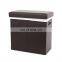Customized Leather Claret folding laundry basket for bathroom storage