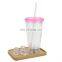 Best Led Light Plastic Double Wall Tumbler Cup Plastic Boba Bubble Tea Cups PP Smoothie Juice Cups with Lids