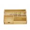 Modern office supplies desk organizer bamboo office stationery pen business card holder with drawer