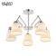 HUAYI New Model Luxury Style Home Villa Indoor Iron Antique Chrome Glass E14 Vintage Pendant Light