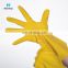 Manufacturer Yellow Waterproof Oilproof Flock lined Latex Kitchen Household Dish Washing Gloves Guantes Para Lavar Plato
