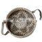 Flower Pattern Round Seagrass Serving Tray With Carrying Handle Vietnam Supplier