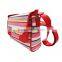 Colorful Stripes Red Knitting Paper with PU Trimming Shoulder Bag