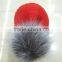 RRKB035 Winter Genuine fox fur pompom ball woolen beanie Knitted hat