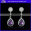 Wholesale Cheap Purple CZ Diamond White Gold Teardrop Earrings