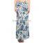 Women Blue Paisley Print Jersey Maxi Skirt Muslim Long