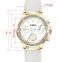 PVD Gold Real Leather Strap Fashion Branded Girls New Design a Watch