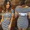 sexy white and black stripe sexy ladies tight women short mini dresses PW-SMR8070