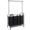 Black Heavy Duty 4-bag Rolling Laundry Sorter/Cart/Rack Hamper with Hanging Bar