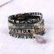 New Design Bohemian Tassel Leather Rhinestone Crystal Magnetic Charm Bracelet For Women Jewelry