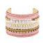 2016 New Fashion Open Cuff Bracelets Gold Plated Colorful Yarn Crystal Wide Bohemian Bangles