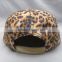 Leopard crown suede brim custom 5 panel camp hat with leather patch