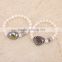 Freshwater Pearl Beads with Pave Crystal Glass Spacer Gem Bracelets, Mother Of Pearl Beaded Druzy Bracelet