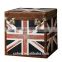 Europe handmade antique UK flag fabric and leather Decorative Storage Trunk